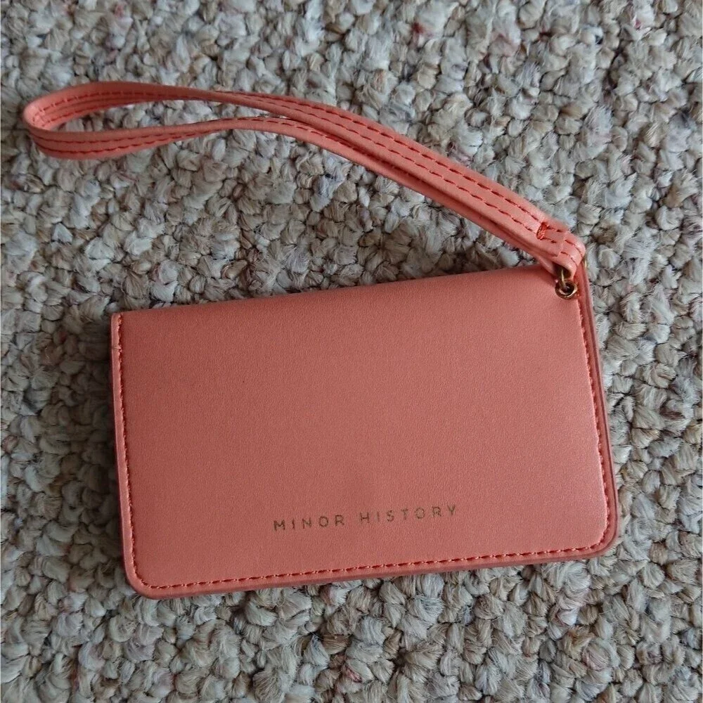 Minor History Gold and Peach Credit Card Holder Case w Wristlet Strap